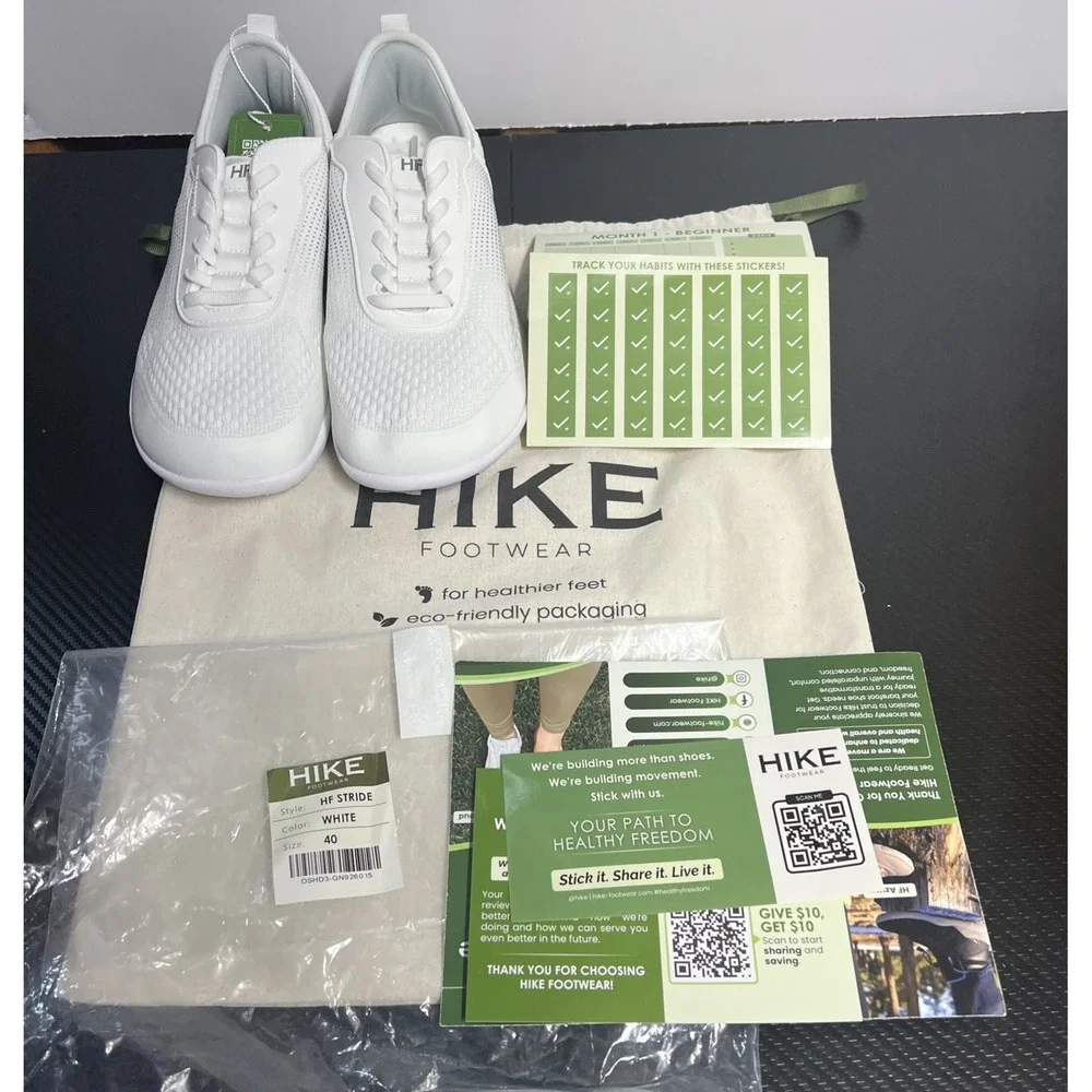 Hike Footwear HF Series Stride Barefoot Shoe White Womens 9-9.5 Mens 7-7.5